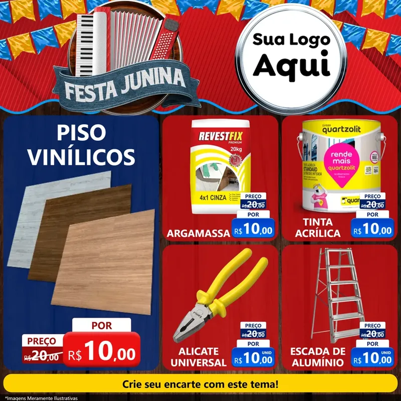 Modelo de Rede Social para Feed Facebook com o tema Festa Junina para Material para Construção