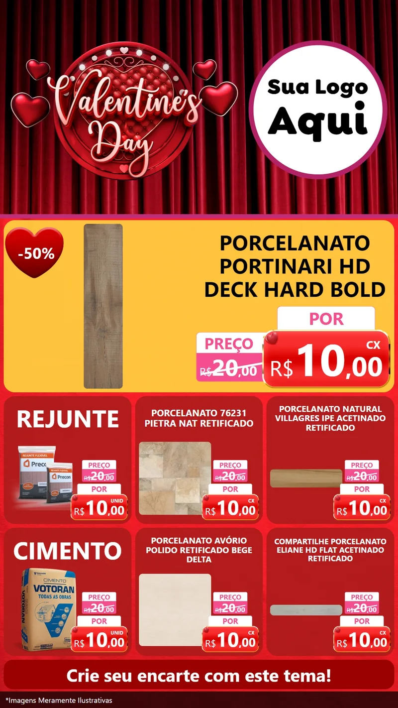 Modelo de Rede Social para Stories com o tema Valentine's Day para Pisos e revestimentos
