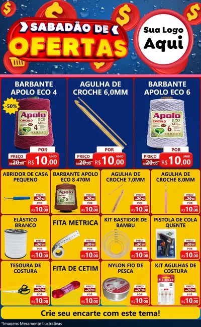 Modelo de Encarte para Encarte Grande com o tema Sabadão de Ofertas para Armarinho e Aviamentos
