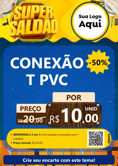 Modelo de Cartaz para Cartaz A4 Vertical com o tema Super Saldão para Tubos e conexões