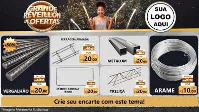Modelo de TV para TV Horizontal com o tema Grande Réveillon de Ofertas para Ferragens