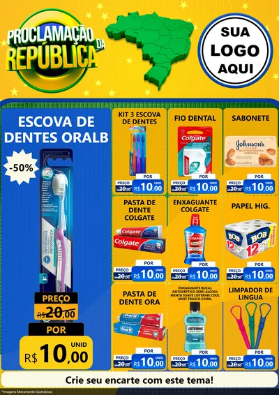 Modelo de Encarte para Encarte A4 Vertical com o tema Proclamação da República para Higiene Pessoal