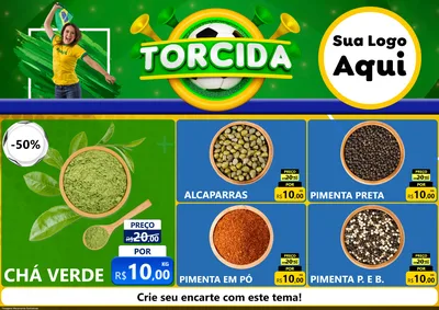 Modelo de Encarte para Encarte A4 Horizontal com o tema Torcida para Produtos Naturais