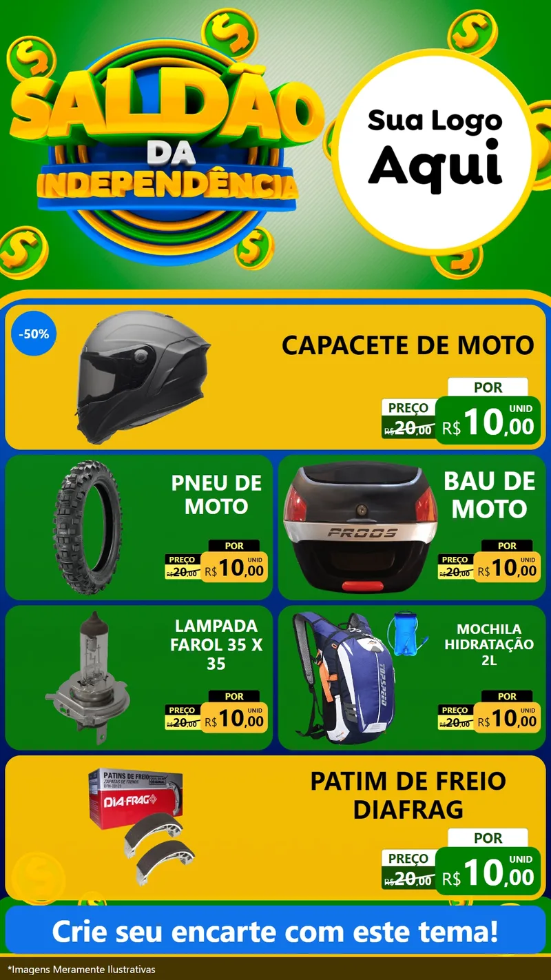 Modelo de TV para TV Vertical com o tema Saldão da Indepêndencia para Moto peças