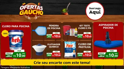 Modelo de TV para TV Horizontal com o tema Ofertas Dia do Gaúcho para Produtos para Piscina
