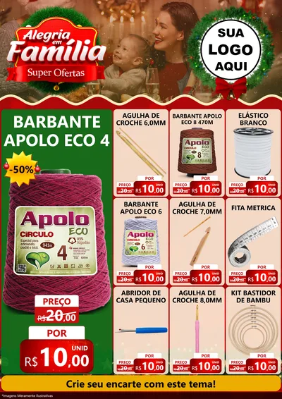 Modelo de Encarte para Encarte A4 Vertical com o tema Alegria Em Família - Super Ofertas para Armarinho e Aviamentos
