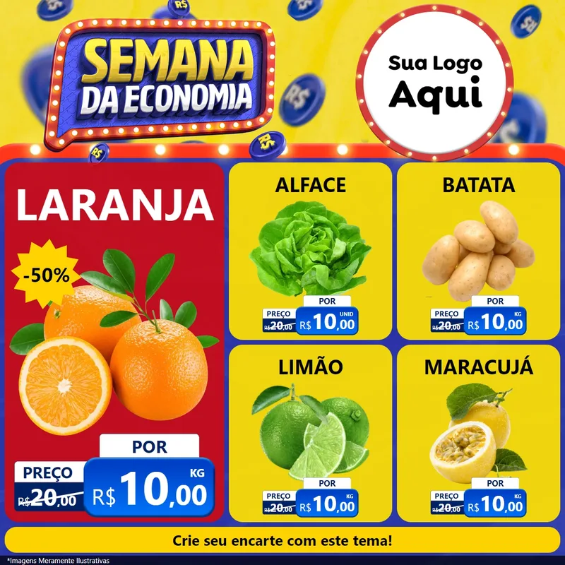 Modelo de Rede Social para Feed Facebook com o tema Semana da Economia para Hortifrúti