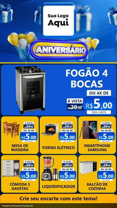 Modelo de Rede Social para Stories com o tema Aniversário para Móveis e Eletro