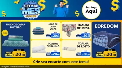 Modelo de TV para TV Horizontal com o tema Operação Fecha Mês, Junho para Cama, Mesa e Banho