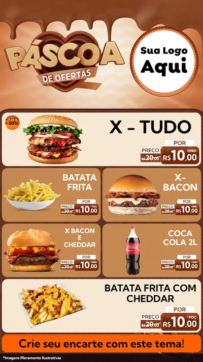 Modelo de TV para TV Vertical com o tema Páscoa de Ofertas para Hamburgueria