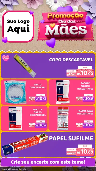 Modelo de TV para TV Vertical com o tema Promoção Dia das Mães para Embalagens