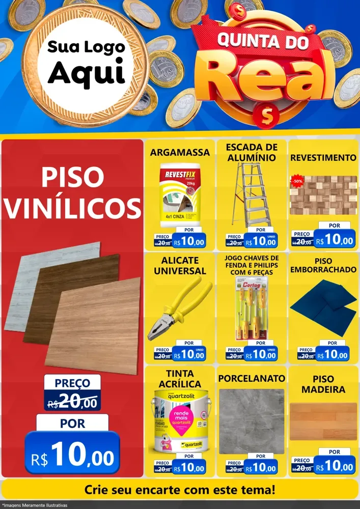Modelo de Encarte para Encarte A4 Vertical com o tema Quinta do Real para Material para Construção