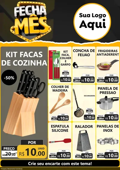 Modelo de Encarte para Encarte A4 Vertical com o tema Fecha Mês para Utilidades Domésticas