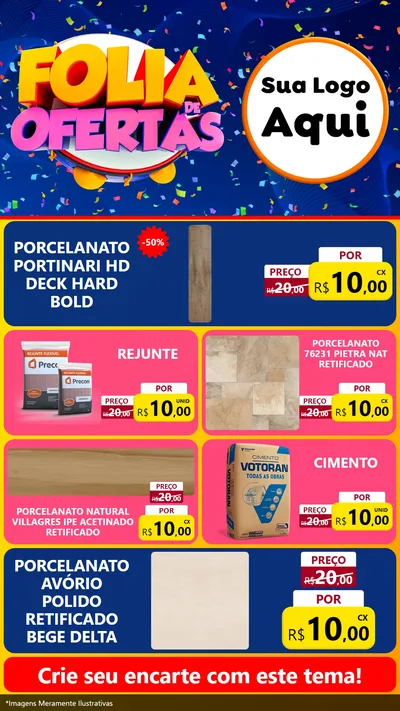 Modelo de TV para TV Vertical com o tema Folia de Ofertas para Pisos e revestimentos