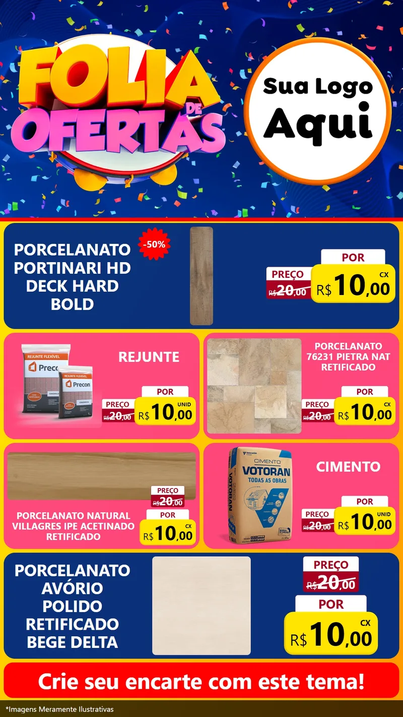 Modelo de TV para TV Vertical com o tema Folia de Ofertas para Pisos e revestimentos