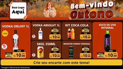 Modelo de TV para TV Horizontal com o tema Bem-vindo Outono para Distribuidora de bebidas