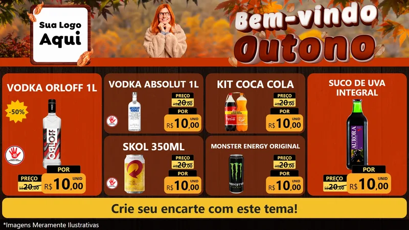 Modelo de TV para TV Horizontal com o tema Bem-vindo Outono para Distribuidora de bebidas
