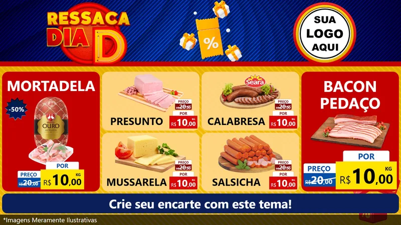 Modelo de TV para TV Horizontal com o tema Ressaca Dia D para Frios e Laticínios
