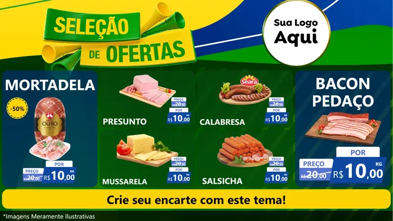 Modelo de TV para TV Horizontal com o tema Seleção de Ofertas - Copa para Frios e Laticínios