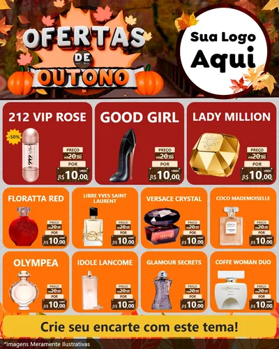 Modelo de Rede Social para Feed Instagram com o tema Ofertas de Outono para Perfumes