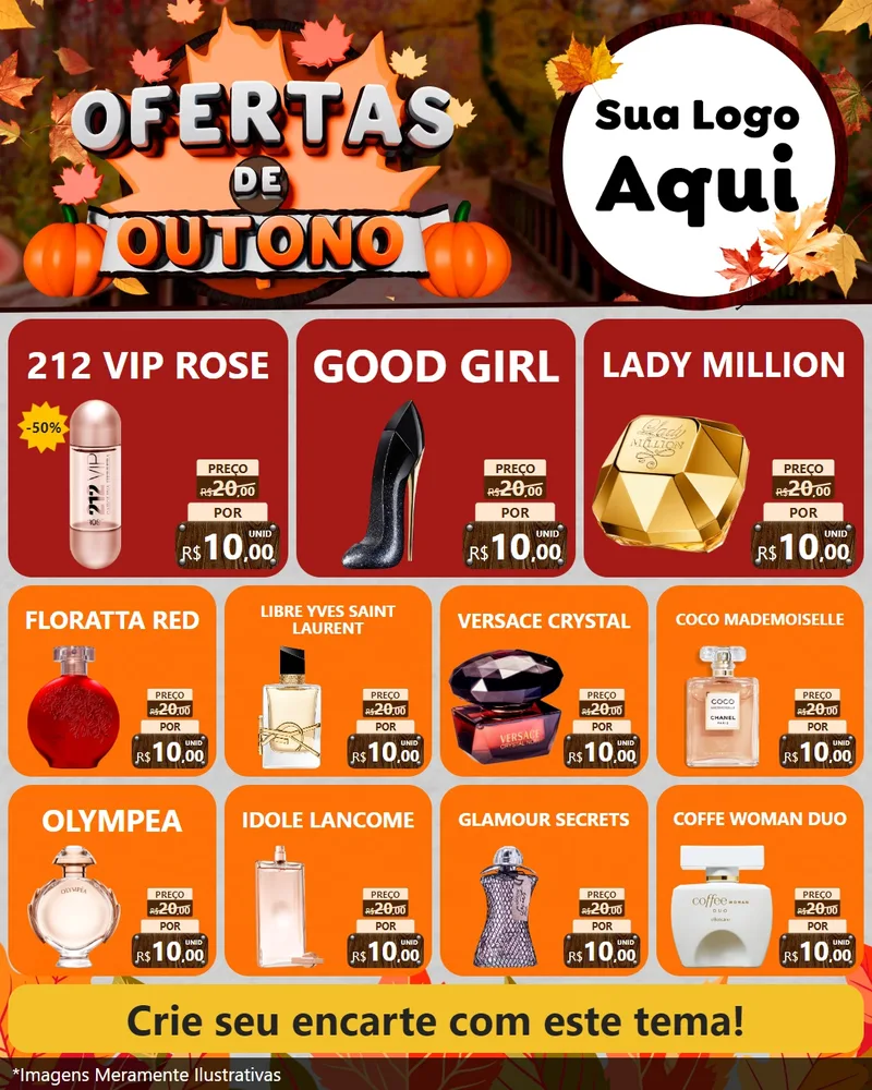 Modelo de Rede Social para Feed Instagram com o tema Ofertas de Outono para Perfumes