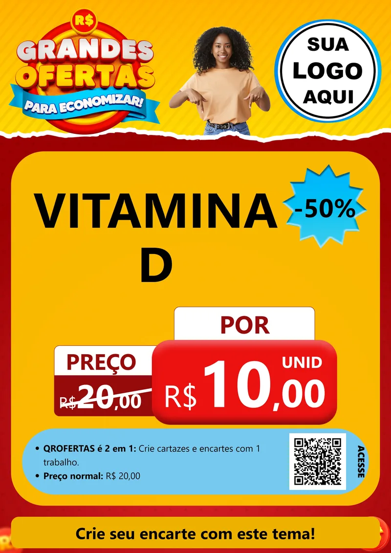 Modelo de Cartaz para Cartaz A4 Vertical com o tema Grandes Ofertas Para Economizar! para Farmácia