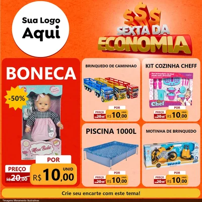 Modelo de Rede Social para Feed Facebook com o tema Sexta da Economia para Brinquedos