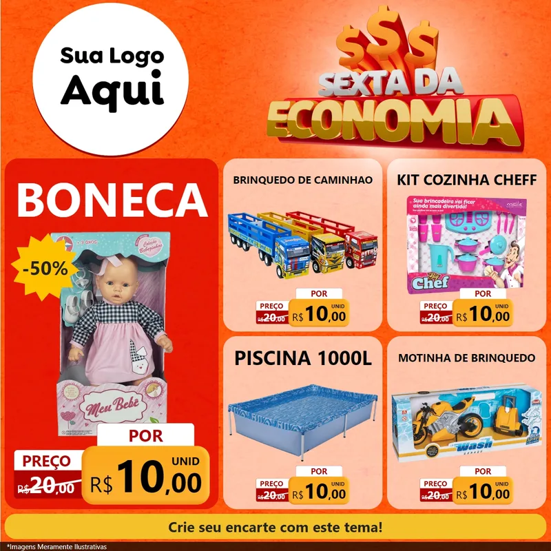 Modelo de Rede Social para Feed Facebook com o tema Sexta da Economia para Brinquedos