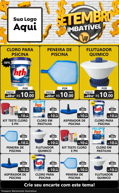 Modelo de Encarte para Encarte Grande com o tema Setembro Imbatível para Produtos para Piscina