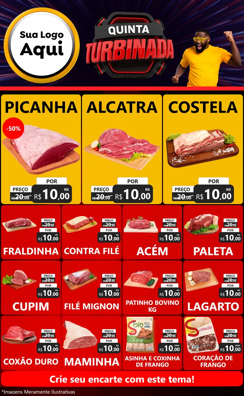 Modelo de Encarte para Encarte Grande com o tema Quinta Turbinada para Açougue