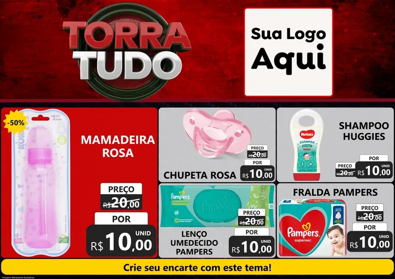 Modelo de Encarte para Encarte A4 Horizontal com o tema Torra Tudo para Bebês