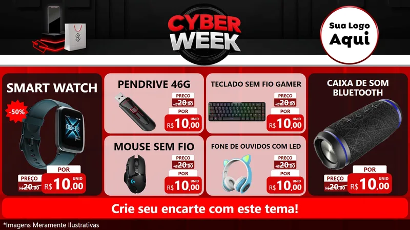 Modelo de TV para TV Horizontal com o tema Cyber Week para Informática