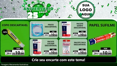 Modelo de TV para TV Horizontal com o tema Promoção de Aniversário - 25 Anos para Embalagens