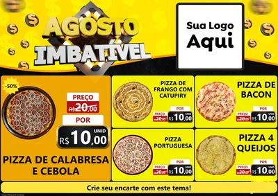 Modelo de Encarte para Encarte A4 Horizontal com o tema Agosto Imbatível para Pizzaria