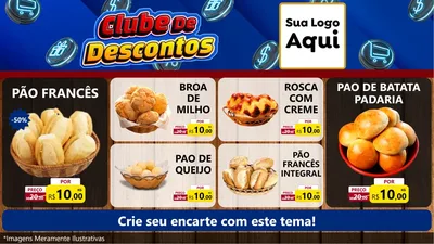Modelo de TV para TV Horizontal com o tema Clube de Descontos para Padaria