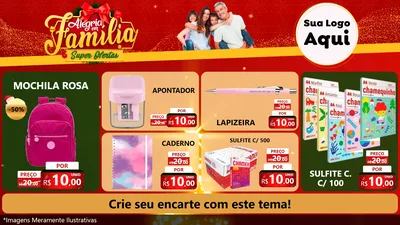 Modelo de TV para TV Horizontal com o tema Alegria em Família Super Ofertas - Natal para Papelaria