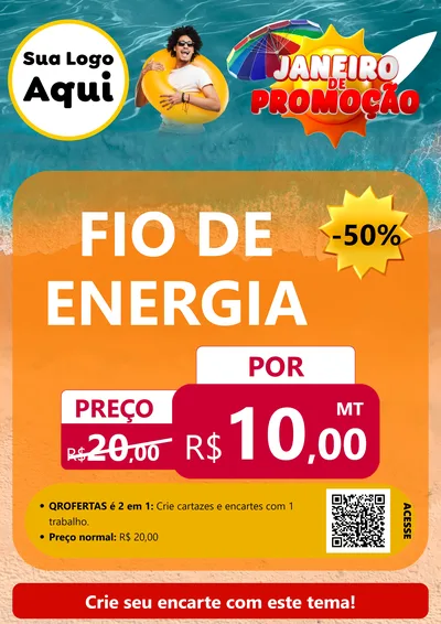 Modelo de Cartaz para Cartaz A4 Vertical com o tema Janeiro de Promoção para Materiais Elétricos