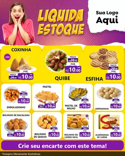 Modelo de Rede Social para Feed Instagram com o tema Liquida estoque para Salgadaria