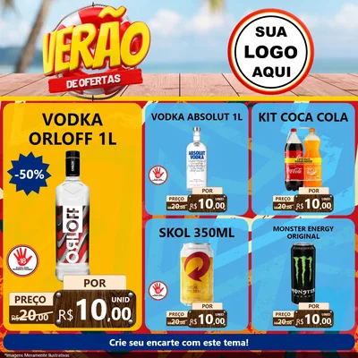 Modelo de Rede Social para Feed Facebook com o tema Verão de Ofertas para Distribuidora de bebidas