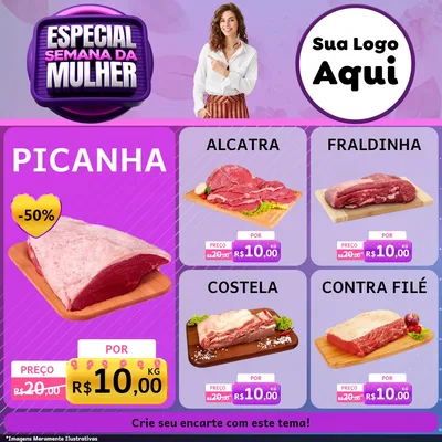 Modelo de Rede Social para Feed Facebook com o tema Especial Semana da Mulher para Açougue