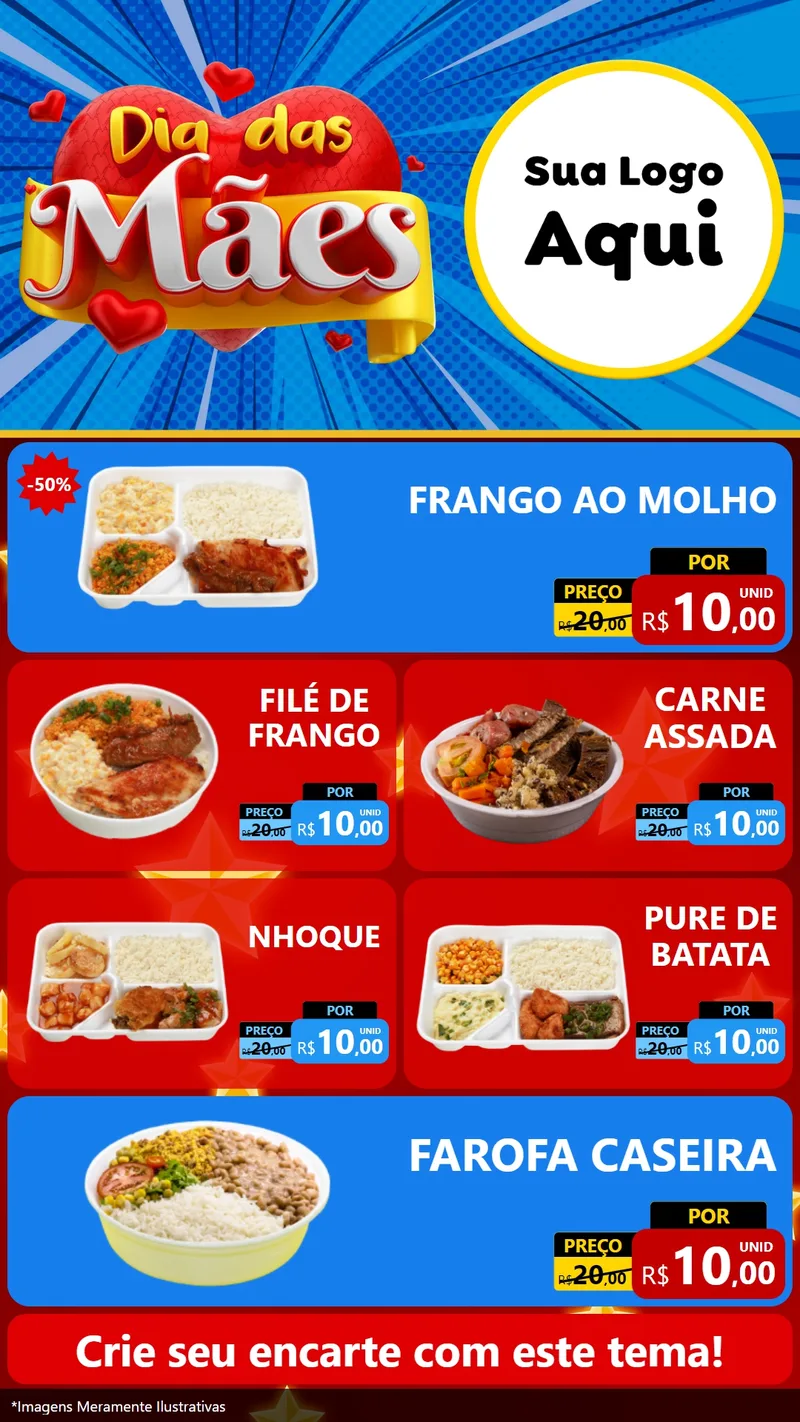 Modelo de TV para TV Vertical com o tema Dia das Mães para Restaurante