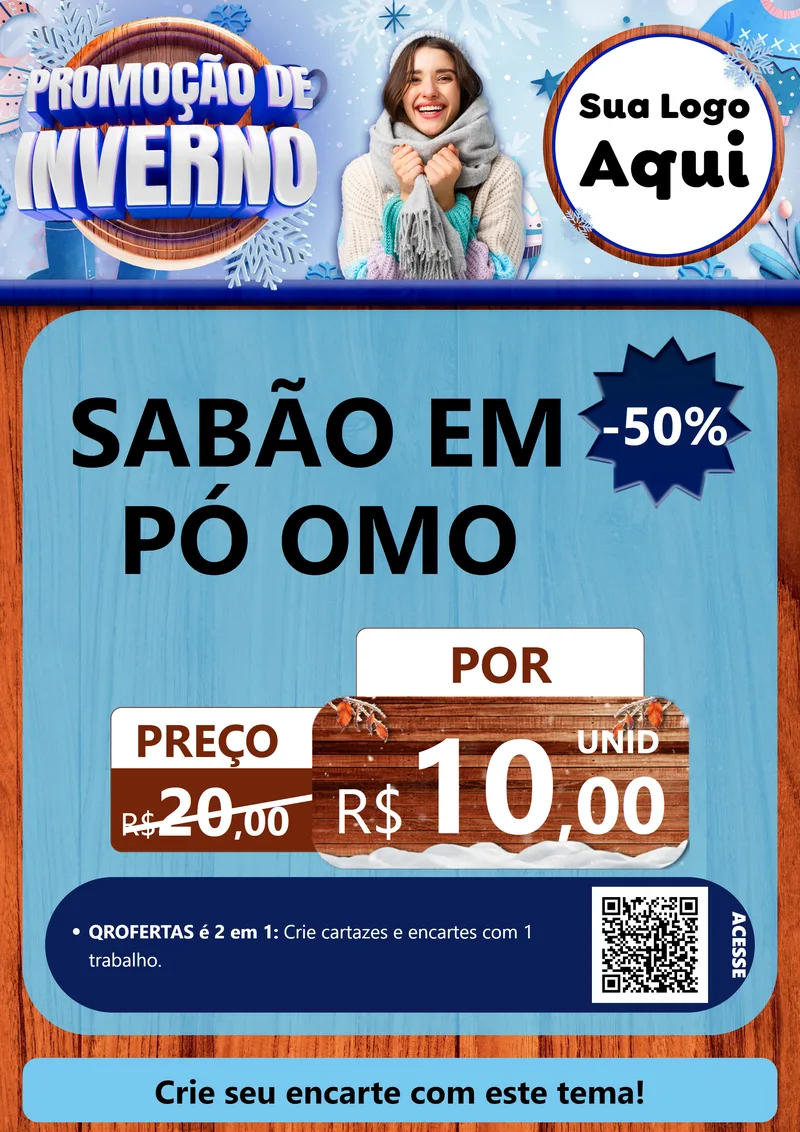 Modelo de Cartaz para Cartaz A4 Vertical com o tema Promoção de Inverno para Produtos de Limpeza