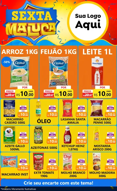Modelo de Encarte para Encarte Grande com o tema Sexta Maluca para Supermercado
