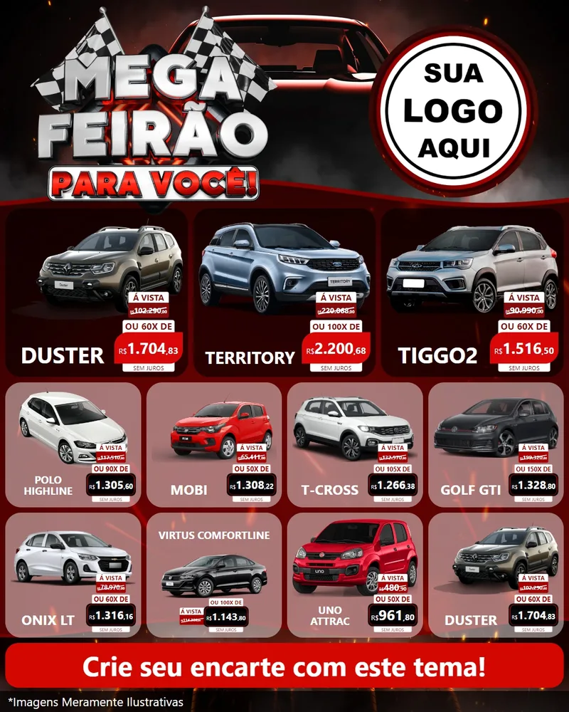 Modelo de Rede Social para Feed Instagram com o tema Mega Feirão Para Você! - Autopeças para Concessionaria de Carros