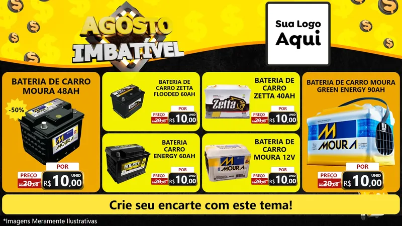Modelo de TV para TV Horizontal com o tema Agosto Imbatível para Baterias Elétricas