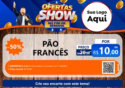 Modelo de Cartaz para Cartaz A4 Horizontal com o tema Ofertas Show No Fim De Semana para Padaria