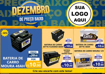 Modelo de Encarte para Encarte A4 Horizontal com o tema Dezembro de Preço Baixo para Baterias Elétricas