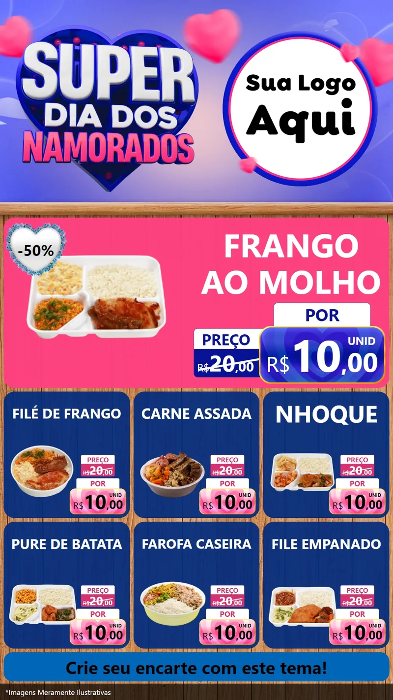 Modelo de Rede Social para Stories com o tema Super Dia dos Namorados para Restaurante