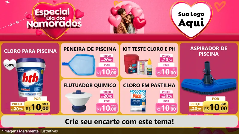 Modelo de TV para TV Horizontal com o tema Especial Dia dos Namorados para Produtos para Piscina