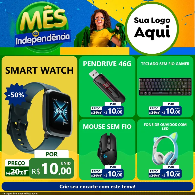 Modelo de Rede Social para Feed Facebook com o tema Mês da Independência para Informática